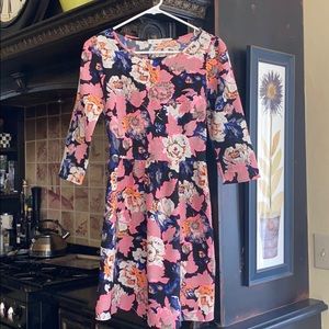 Pink and black floral dress